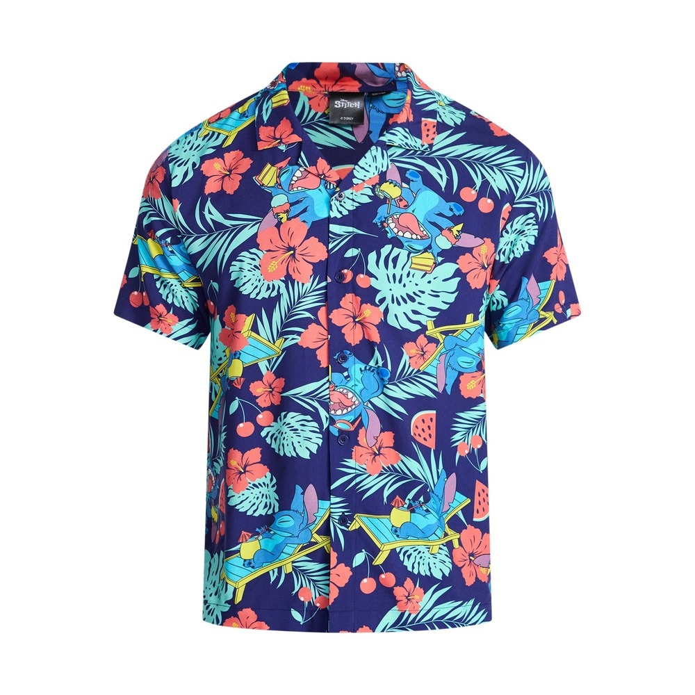 Disney Lilo and Stitch Party Stitch Hawaiian Camp Shirt Adult 2XL Mens Unisex
